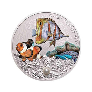 2022 Niue Great Barrier Reef $2 Coloured 1oz Silver Coin with Pearl
