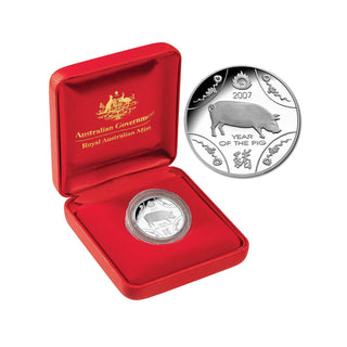 2007 $1 Year Of The Pig Lunar Series Silver Proof