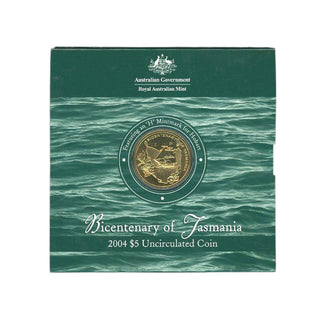 2004 Tasmania Bicentenary $5 Al/Bronze UNC H Mintmark
