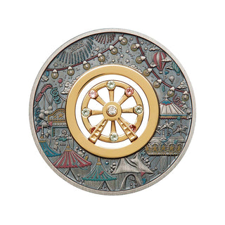 2025 2oz Silver Antiqued Ferris Wheel Coloured Coin