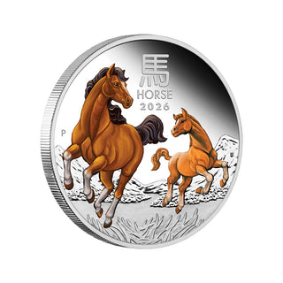2026 Year of the Horse 1oz Silver Proof Coloured Coin Lunar Series III