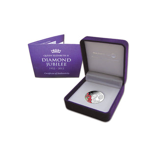 2012 - Silver Dollar Proof Coin - Queen Elizabeth II Diamond Jubilee