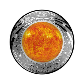 2019 The Earth and Beyond - The Sun $5 Silver Proof Domed Coin