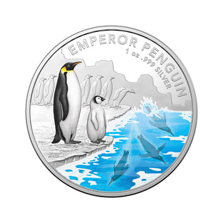 Emperor Penguin $5 Coloured Silver Proof - 2023 Antartic Territory