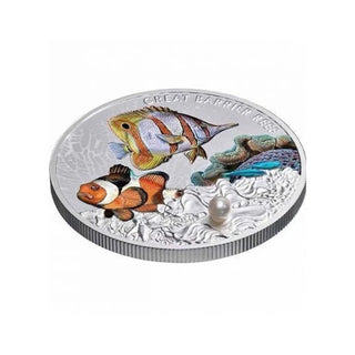 2022 Niue Great Barrier Reef $2 Coloured 1oz Silver Coin with Pearl