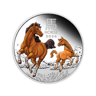 2026 Year of the Horse 1oz Silver Proof Coloured Coin Lunar Series III