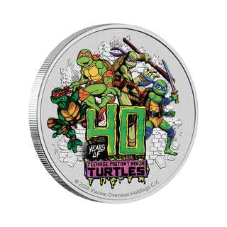 Teenage Mutant Ninja Turtles 40th Anniversary 2024 1oz Silver Coloured Coin in Card