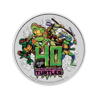 Teenage Mutant Ninja Turtles 40th Anniversary 2024 1oz Silver Coloured Coin in Card