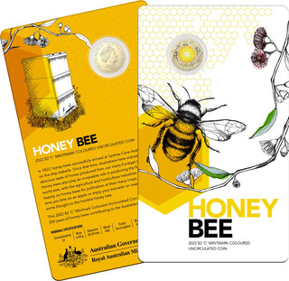 2022 Australian Honey Bees $2 C Mintmark Coloured