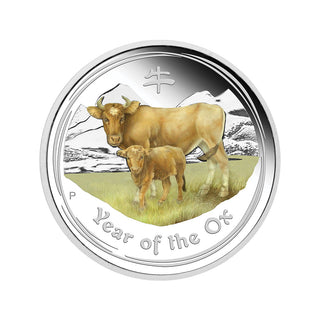 2021 Perth Money Expo ANDA Special Year of the Ox 2oz Silver Proof Coloured