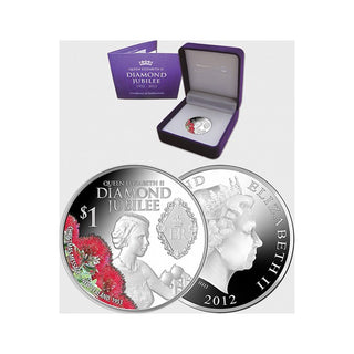 2012 - Silver Dollar Proof Coin - Queen Elizabeth II Diamond Jubilee