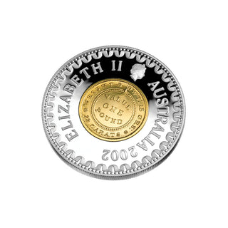 2002 Adelaide Pound 150 Years $10 Gold Plated Silver Proof