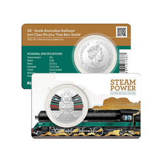 2022 Australian 50c Coloured Steam Trains SA 500 Class No. 504