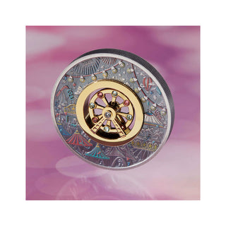 2025 2oz Silver Antiqued Ferris Wheel Coloured Coin