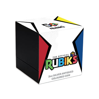 Rubik’s™ Cube 50th Anniversary 2024 2oz Silver Antiqued Coloured Coin