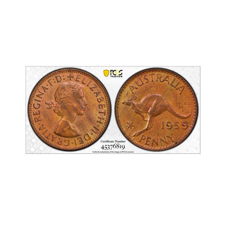 1959 Y. Penny 1d Graded MS64RB