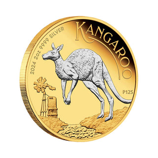 Australian Kangaroo 2024 2oz Silver Reverse Gilded Coin