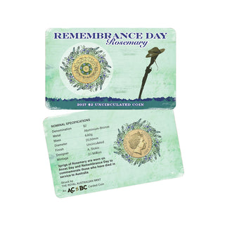 2017 Remembrance Day Rosemary Carded $2 Coin