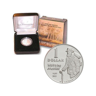 1995 Waltzing Matilda $1 Silver Proof Coin Sydney Coin Fair Issue