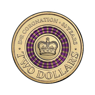 2013 Queens Coronation $2 Coloured Uncirculated Coin Ex Bag
