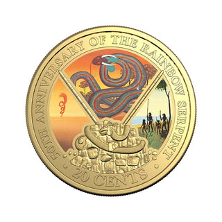 2025 20c Gold Plated Coloured Book Week Coin - The Rainbow Serpent - Deluxe Special Edition
