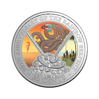 2025 20c Coloured Uncirculated Book Week Coin in Card - The Rainbow Serpent