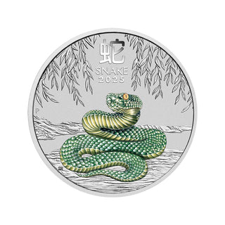 2025 Melbourne Money Expo ANDA Special Year Of The Snake 1oz Silver Coloured Coin In Card