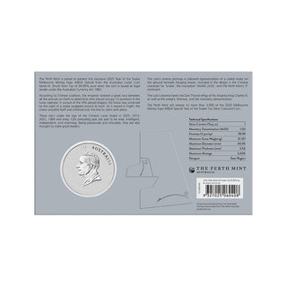 2025 Melbourne Money Expo ANDA Special Year Of The Snake 1oz Silver Coloured Coin In Card