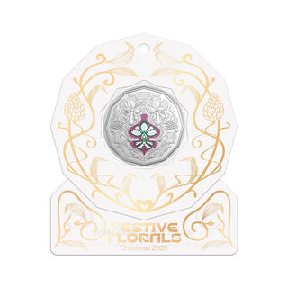 2025 Single 50c Christmas Festive Florals Coloured Uncirculated Coin